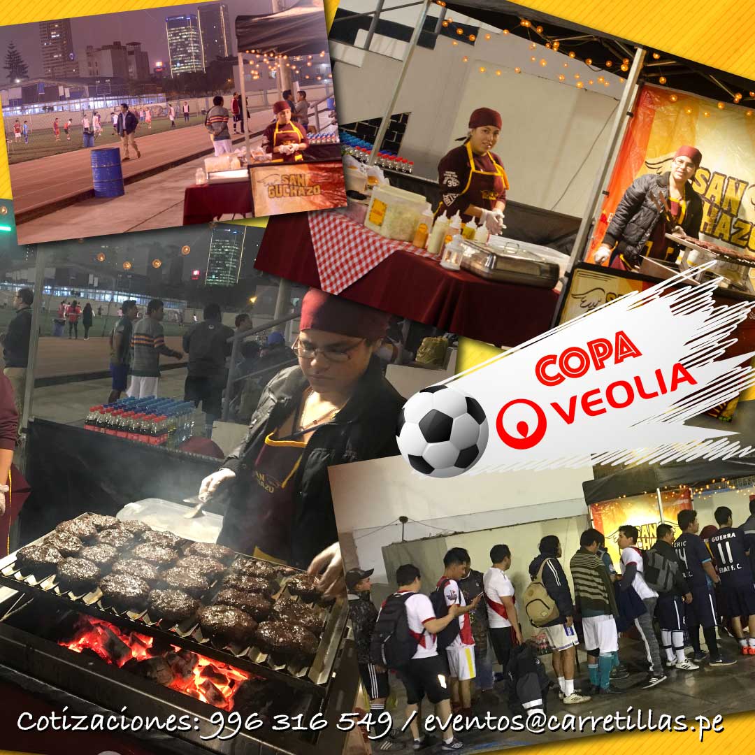 catering de hamburguesas artesanaltes comida para evento deportivo organizado para veolia